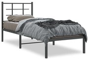 Estrutura de cama com cabeceira 80x200 cm metal preto