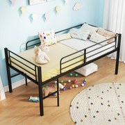 Cama Criança 198,5 x 96 x 88 cm tipo alta (COLCHÃO NÃO INCLUIDO) com baixa estrutura metálica com grades de segurança e 2 escadas com degraus metálico