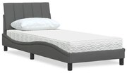 vidaXL Cama com colchão 80x200 cm tecido cinzento-escuro