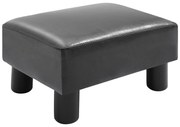 HOMCOM Apoio para os Pés Octomano Banco Pequeno Estofado em Pele Sintética com Assento Acolchoado e Pés de Plástico 40x30x24 cm Preto