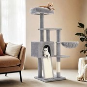 Arranhador para gatos com barra lavável e removível 45 x 40 x 135 cm Cinzento claro