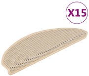 vidaXL Tapetes escada adesivos aspeto sisal 15 pcs 65x21x4 cm berbere