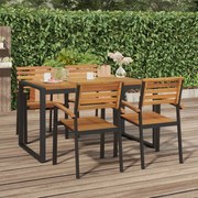 vidaXL Cadeiras de jardim empilháveis 4 pcs acácia maciça e metal