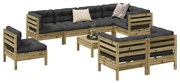 vidaXL 9 pcs conjunto sofás de jardim c/ almofadões pinho impregnado