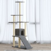 vidaXL Árvore p/ gatos c/ postes arranhadores sisal 155 cm cinza-claro