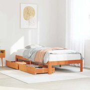 vidaXL Estrutura cama c/ gavetas 100x200 cm pinho maciço castanho-mel