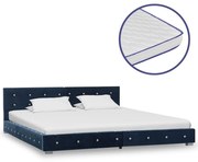 Cama com colchão de espuma de memória 160x200 cm veludo azul