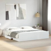 vidaXL Estrutura de cama c/ gavetas 180x200cm derivados madeira branco