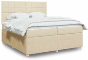 vidaXL Cama com molas/colchão 200x200 cm tecido cor creme