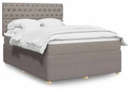 vidaXL Cama com molas/colchão 140x200 cm tecido castanho-acinzentado