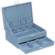 Caixa de joias com dois níveis e gaveta | SONGMICS | 27 x 18.5 x 10.5 cm | azul | JBC156Q01.