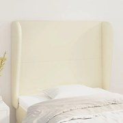 vidaXL Cabeceira cama c/ abas couro artificial 93x23x118/128 cm creme