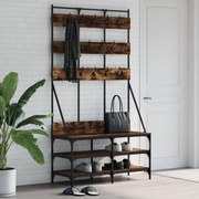 vidaXL Bengaleiro c/ arrumação de calçado 100x40x184cm carvalho fumado