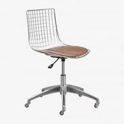 Cadeira De Escritório Em Aço Renee Cromado & Couro Sintético Café Vintage - Sklum