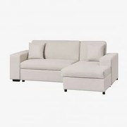 Sofá-cama Chaise Longue Direito De 3 Lugares Em Tecido Umay Tecido Creme Bege - Sklum