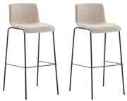 Conjunto de 2 bancos de bar Hoover em tecido e com estrutura preta 43 x 100 x 48 cm Creme