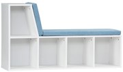 HOMCOM Biblioteca banco 2 em 1 com 5 compartimentos de armazenamento e 2 almofadas 108 x 30 x 60 cm branco azul | Aosom Portugal