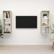 vidaXL Armários de parede p/ TV 2pcs derivados madeira branco/sonoma