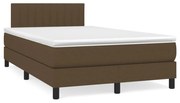 vidaXL Cama box spring c/ colchão/LED 120x190cm tecido castanho-escuro