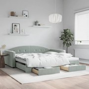 vidaXL Sofá-cama c/ gavetão e gavetas 100x200 cm veludo cinzento-claro