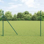 vidaXL Cerca Euro com 7 Postes 1,5x10 m em Aço Galvanizado Verde