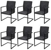 Cadeiras de jantar cantilever 6 pcs couro artificial preto