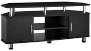 HOMCOM Móvel TV Madeira Banco TV para Televisão Até 55 Polegadas Armários com Portas e Compartimento Aberto 120x40x52 cm Preto | Aosom Portugal