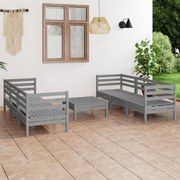 7 pcs conjunto lounge de jardim pinho maciço cinzento