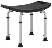 HOMCOM Banco de Duche com Altura Ajustável em 8 Posições com Base de Borracha Antiderrapante 50x36x39,5-56,5 cm Preto | Aosom Portugal