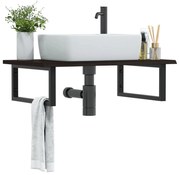 vidaXL Prateleira de parede p/ lavatório aço/madeira carvalho maciça