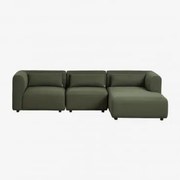 Sofá Modular Chaise Longue Direito De 3 Peças Fogler Chenille Verde Sálvia - Sklum