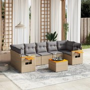 vidaXL 8 pcs conjunto de sofás p/ jardim com almofadões vime PE bege