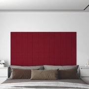 Painel parede 12 pcs 60x15 cm veludo 1,08 m² vermelho tinto