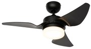 Ventilador de teto preto 86,7 cm incl. LED regulável com controlo remoto - Yuki Moderno