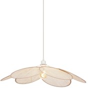 Candeeiro suspenso Japandi creme com abajur de linho - Aisha