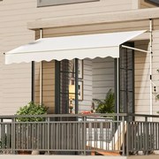 Toldo retrátil manual 2,5 m x 3 m Toldo exterior com altura ajustável Manivela e sem perfuração para janela Porta Terraço Branco