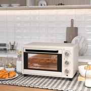 Mini Forno Elétrico 21L 1400W com Temporizador até 60min e Temperatura Ajustável até 230℃ 46x38,5x29 cm Creme e Prata