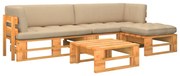 4 pcs conjunto lounge paletes pinho impregnado castanho mel