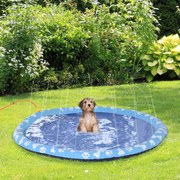 Splash Pad Tapete aquático com pulverizador 170 cm Tapete anti-respingos Piscina portátil de verão para cães azul