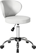 HOMCOM Banqueta com rodas, banqueta de massagem em PU com altura ajustável 73-88 cm e encosto, giratória 360°, branco | Aosom Portugal