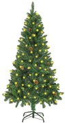 vidaXL Árvore de Natal pré-iluminada com pinhas 150 cm verde