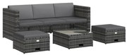 Conjunto lounge de jardim c/ almofadões 4 pcs vime PE cinzento