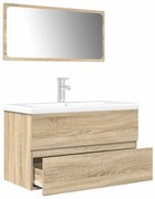 vidaXL 3 pcs conj. móveis casa banho derivados madeira carvalho sonoma