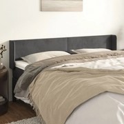 Cabeceira de cama c/ abas veludo 163x16x78/88cm cinzento-escuro