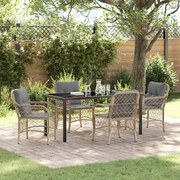vidaXL Conjunto de Jantar de Jardim com 5 Peças e Almofadas em Rattan Sintético Bege