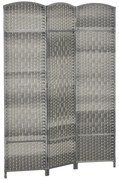 HOMCOM Biombo Dobrável de 3 Painéis Divisor de Ambientes 135x180 cm Ecrã de Privacidade de Polipropileno  Cinza Misto | Aosom Portugal