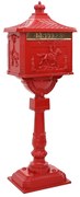 vidaXL Caixa de Correio de Pé com porta Vermelho 42,5 x 29,5 x 117 cm