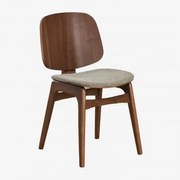 Cadeira De Jantar Em Madeira Canadá Madeira Escura & Tecido Castanho Moca - Sklum