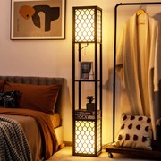 Luminária de chão moderna com prateleira Luminária de chão regulável com gaveta 26 x 26 x 159,5 cm