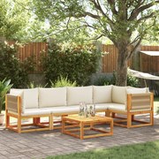 vidaXL Conjunto de sofás de jardim vidaXL de 6 peças com almofadas de madeira de acácia e corda